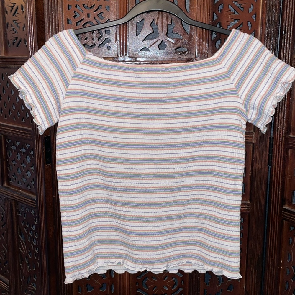 NWOT ART CLASS Striped Off-Shoulder Top.  Size XXL (18-20) - Picture 2 of 5